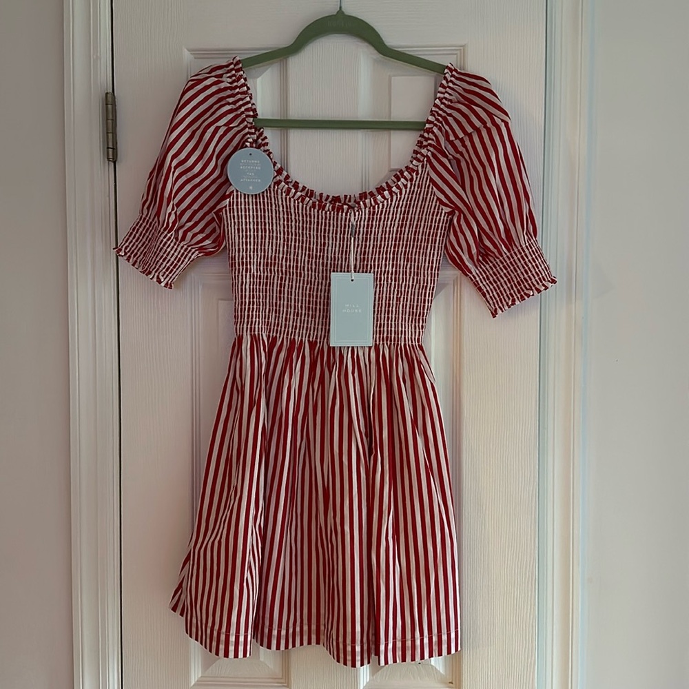 Hill House Red and White Striped Mini Dress